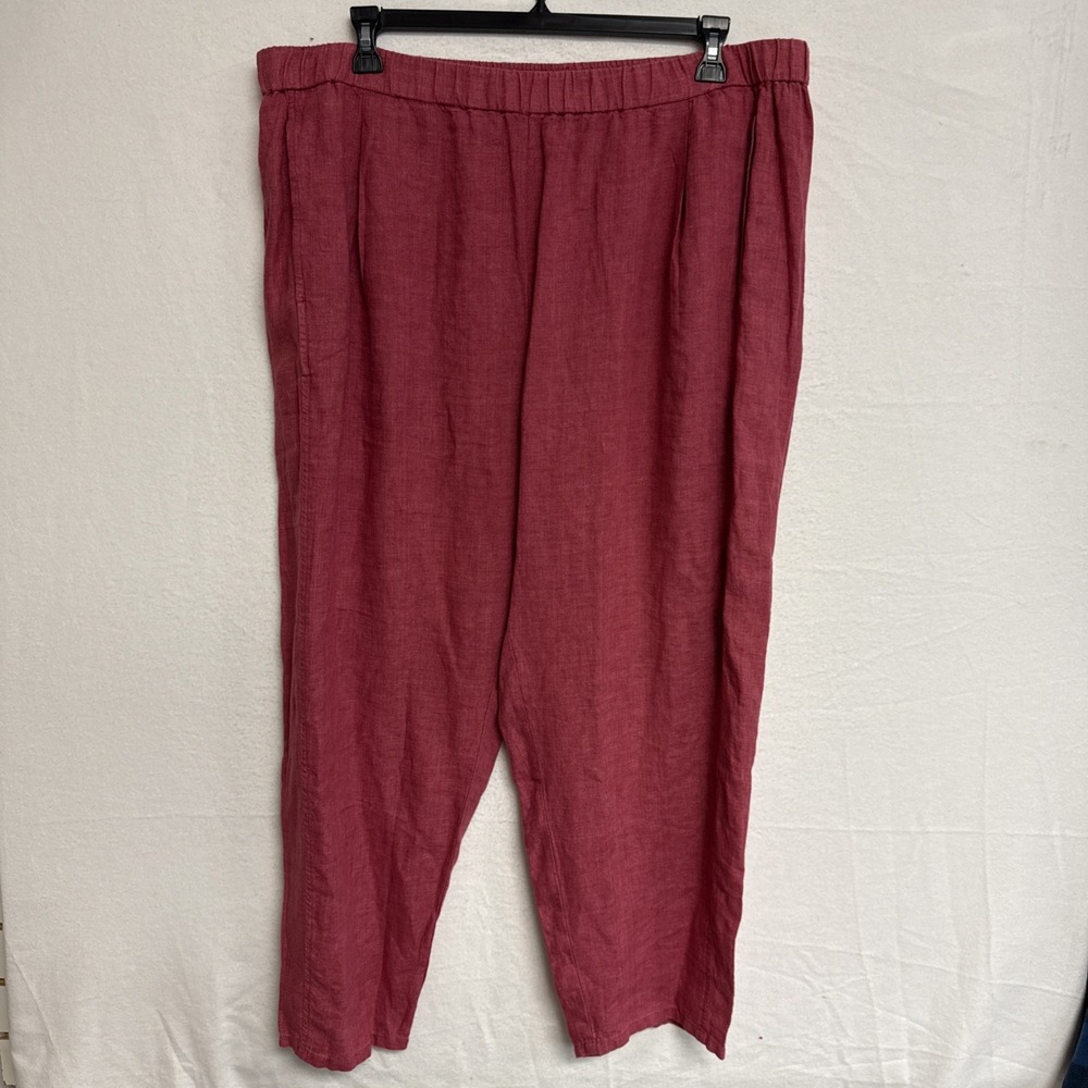 EILEEN FISHER Organic Linen Lantern Pants Geranium Red Size 1X Ankle Length NWT